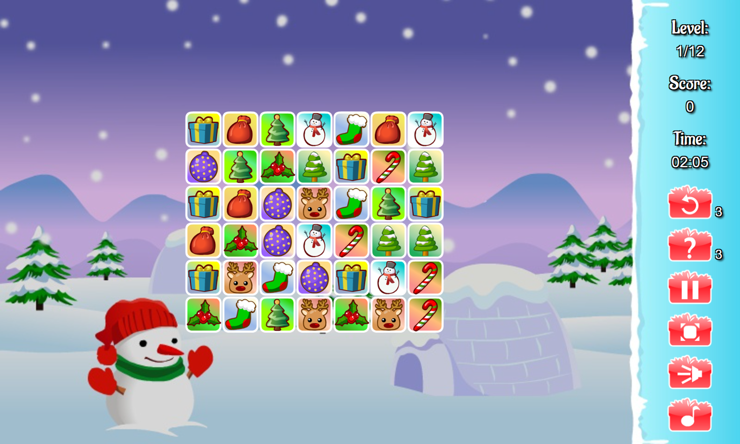 Christmas Connect Game Level Start Screenshot.