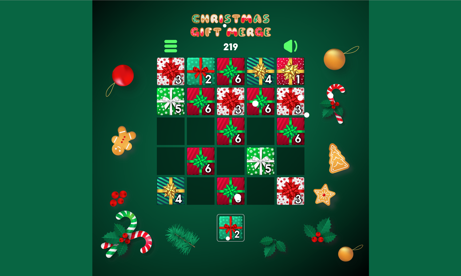 Christmas Gift Merge Game Screenshot.