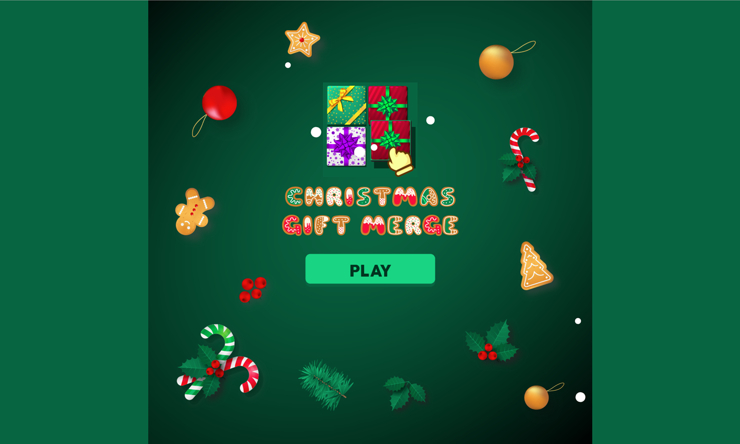 Christmas Gift Merge Game Welcome Screen Screenshot.
