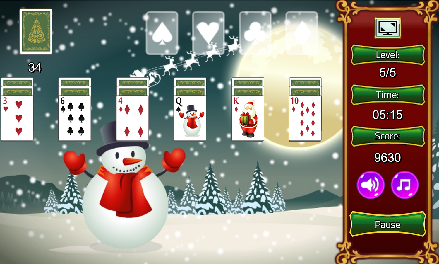 Christmas Solitaire Game Final Level Screenshot.