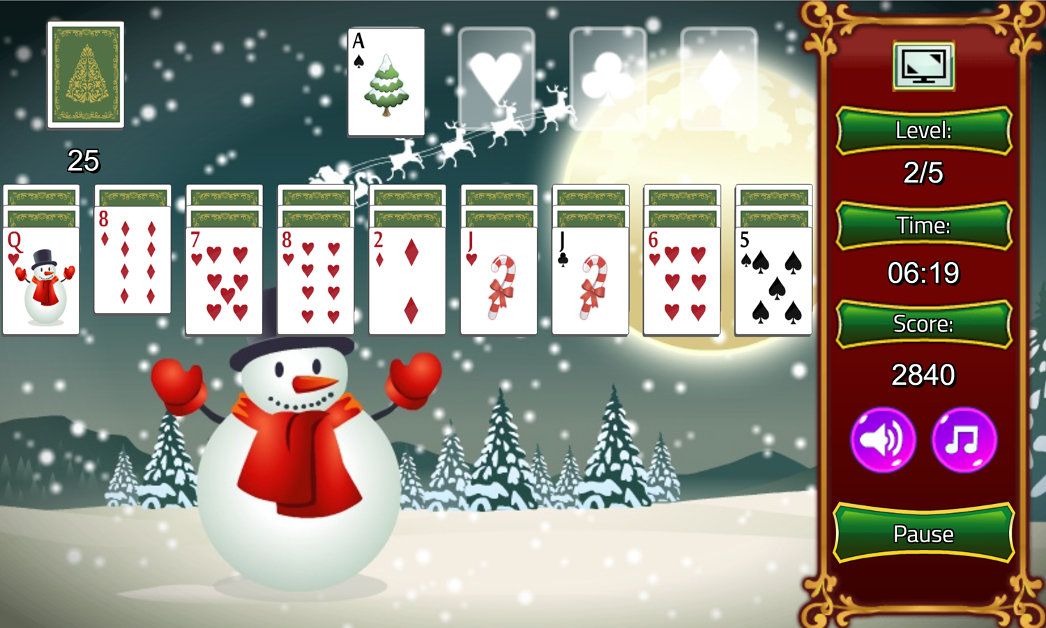 Christmas Solitaire Game Screenshot.