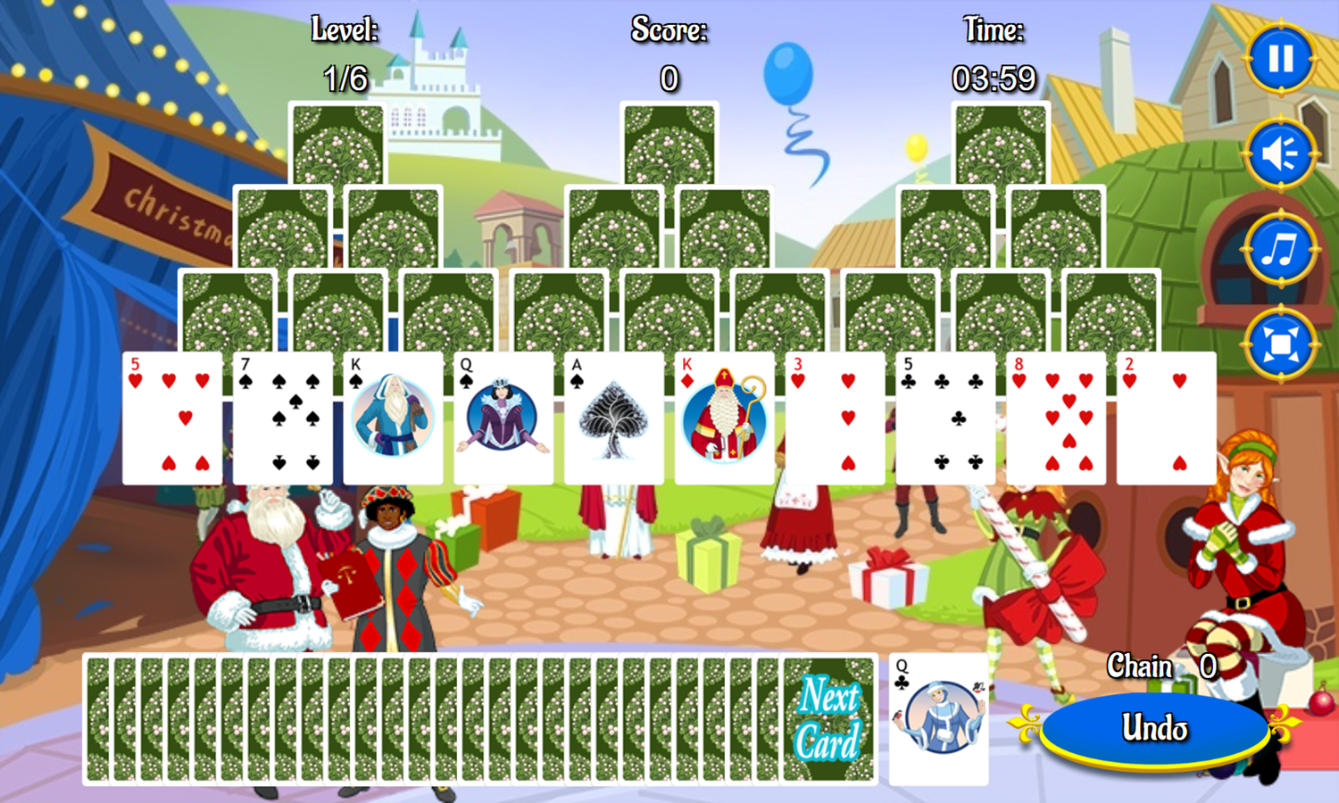 Christmas Tripeaks Game Level Start Screenshot.