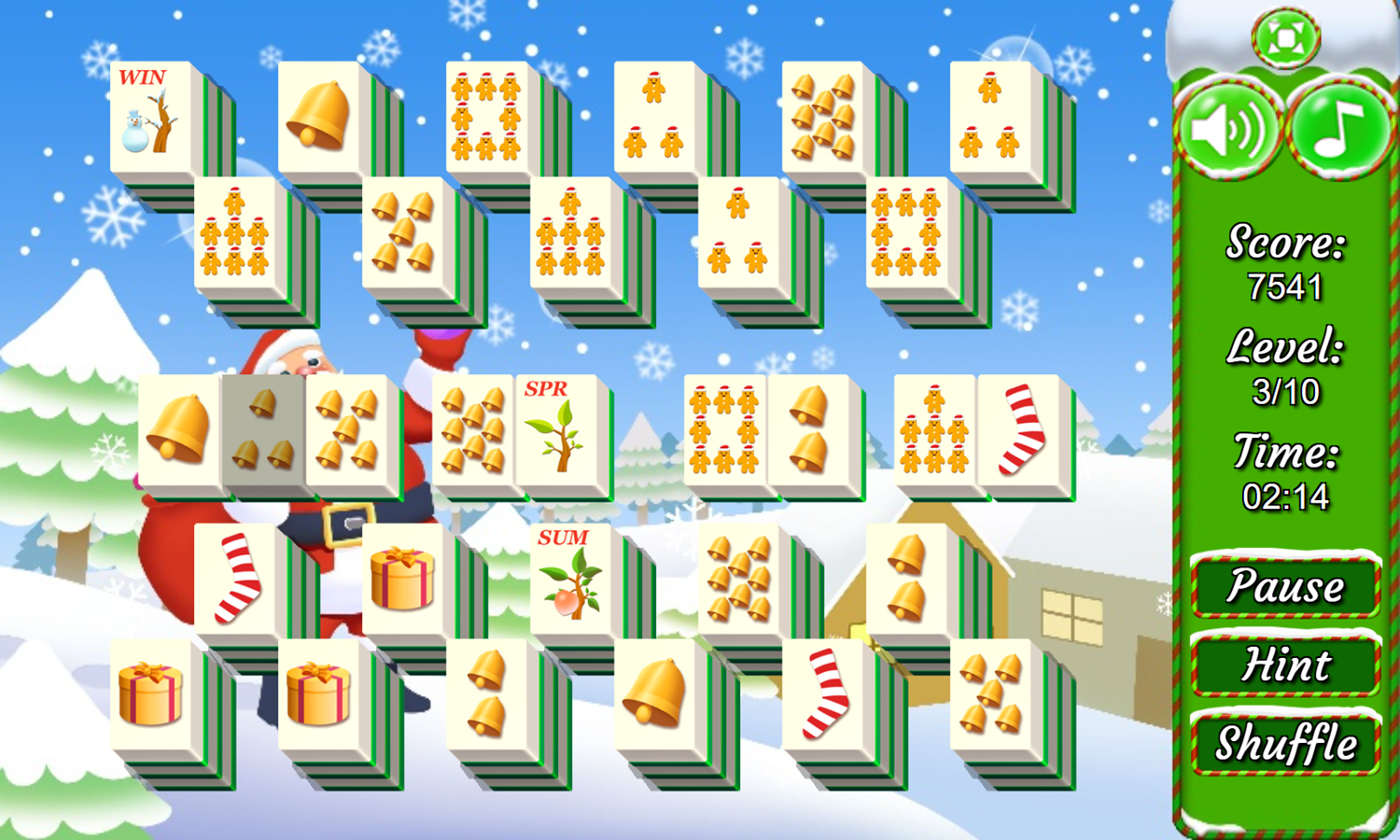 Christmas Triple Mahjong Game Level Progress Screenshot.