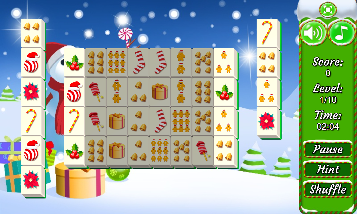 Christmas Triple Mahjong Game Level Start Screenshot.