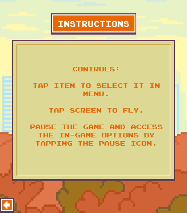 Chubby Birds Game Instructions Screenshot.