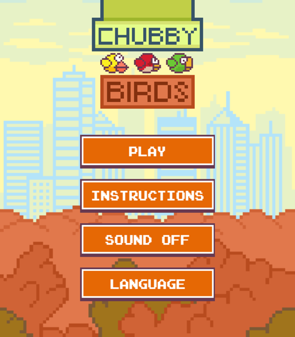 Chubby Birds Game Welcome Screen Screenshot.