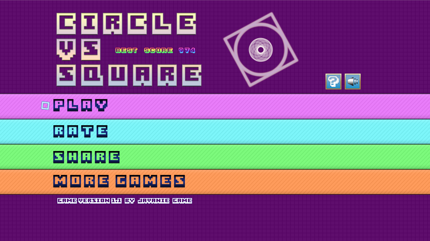 Circle vs Square Welcome Screen Screenshot.