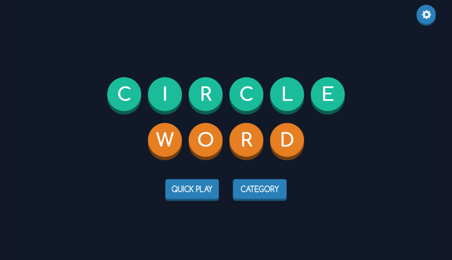 Circle Word Game Welcome Screen Screenshot.