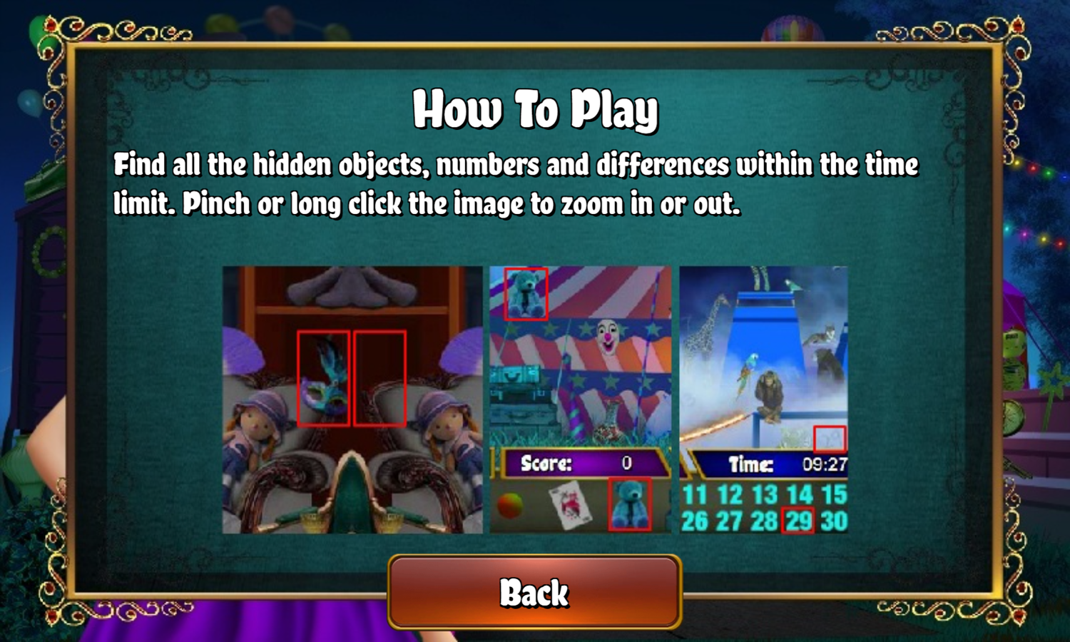 Circus Adventures Game How To Play Screenshot.