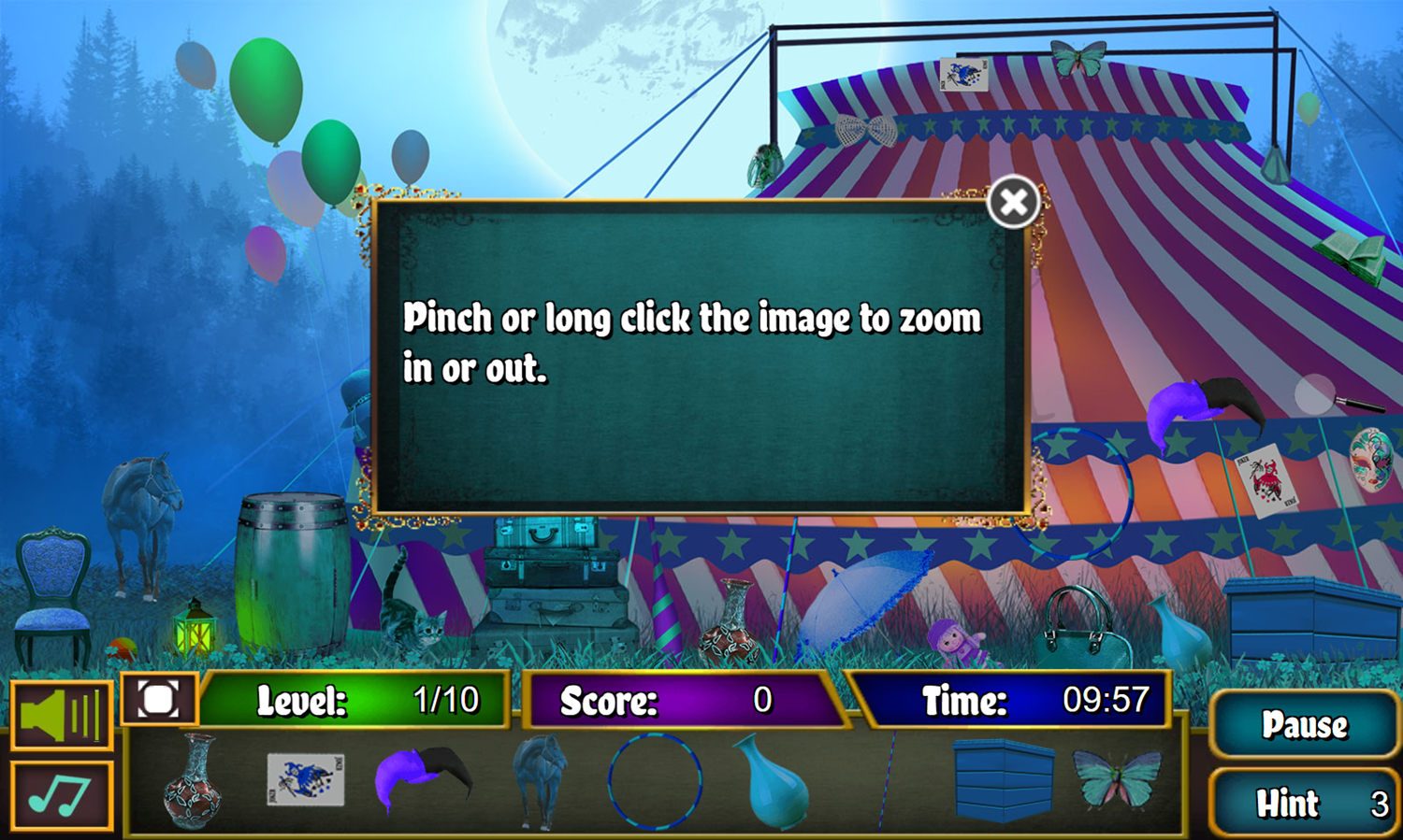 Circus Adventures Game Level Start Screenshot.