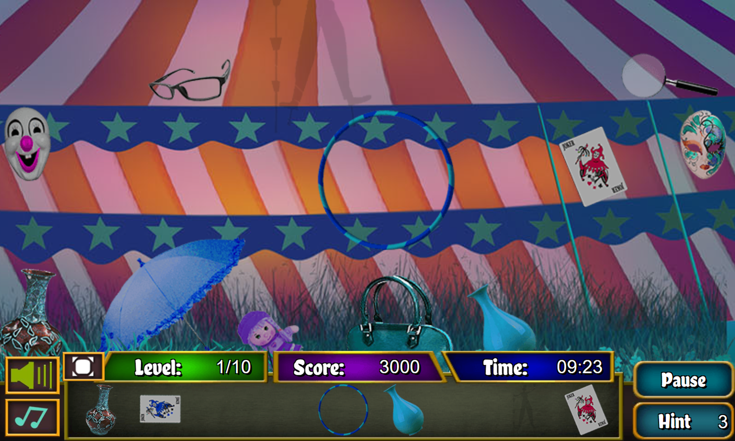 Circus Adventures Game Stage 1 Play Screenshot.