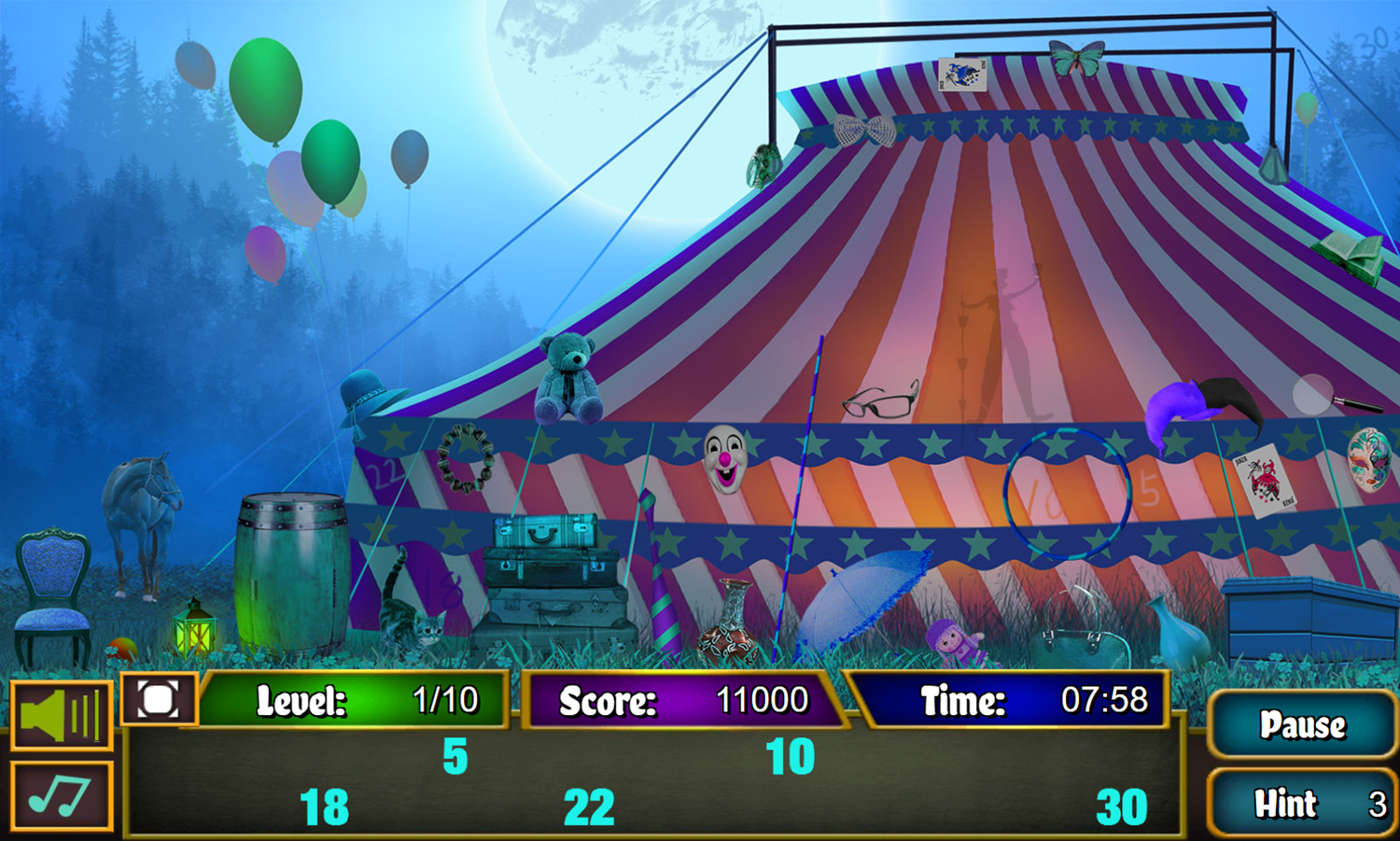 Circus Adventures Game Stage 2 Play Screenshot.