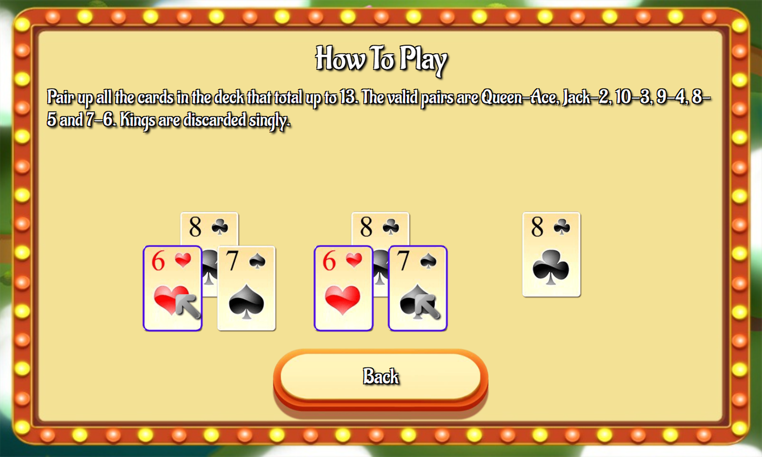 Circus Solitaire Game How To Play Screenshot.