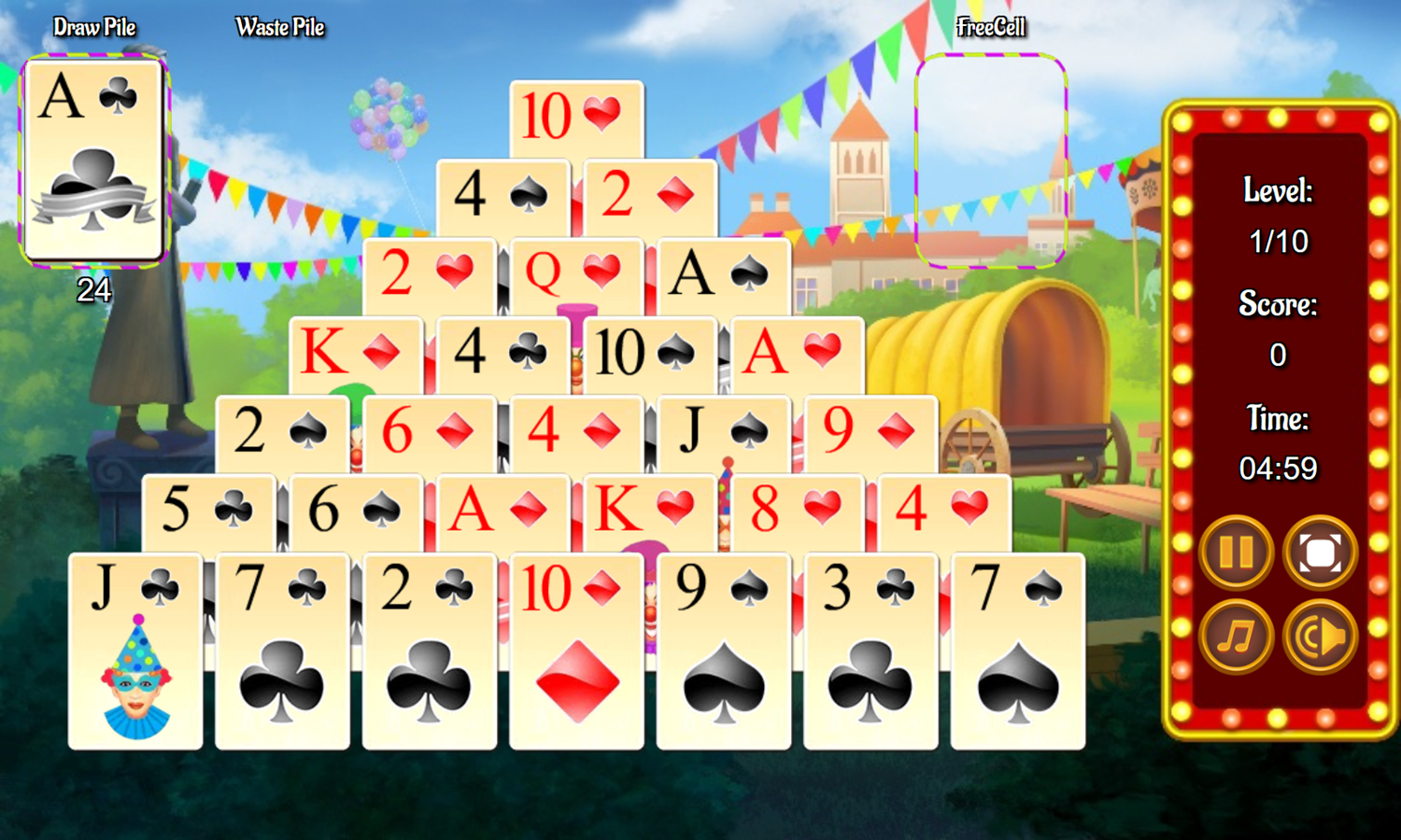 Circus Solitaire Game Level Start Screenshot.