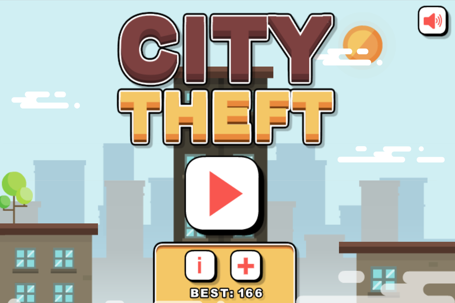 City Theft Game Welcome Screen Screenshot.