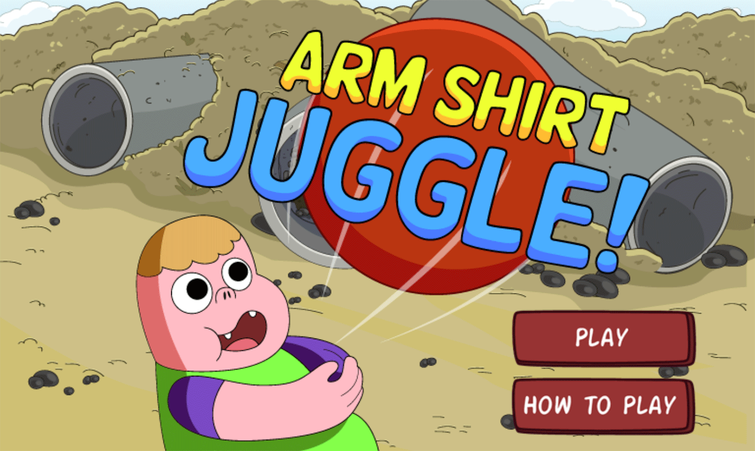 Clarence Arm Shirt Juggle Game Welcome Screen Screenshot.