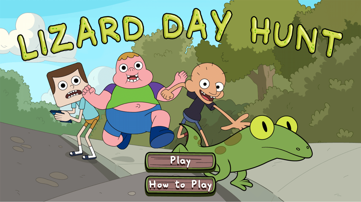 Clarence Lizard Day Hunt Game Welcome Screen Screenshot.