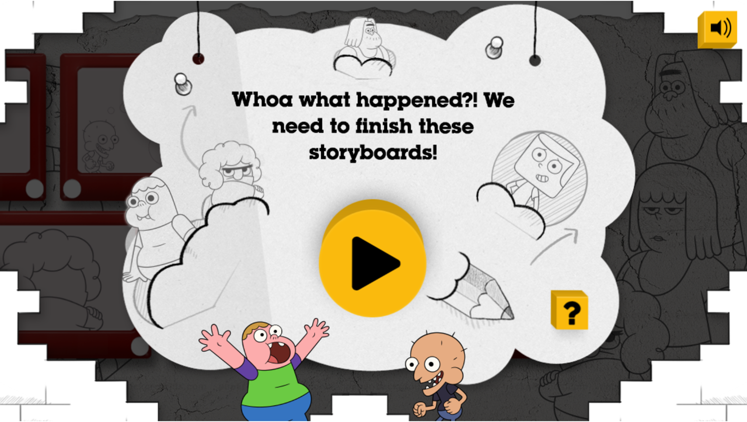 Clarence Storyboard Game Welcome Screen Screenshot.