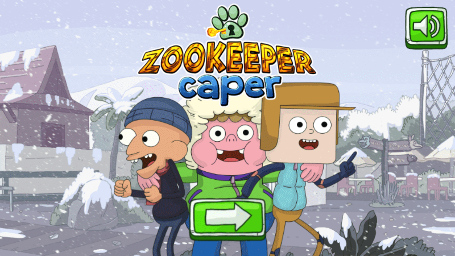Clarence Zookeeper Caper Game Welcome Screen Screenshot.
