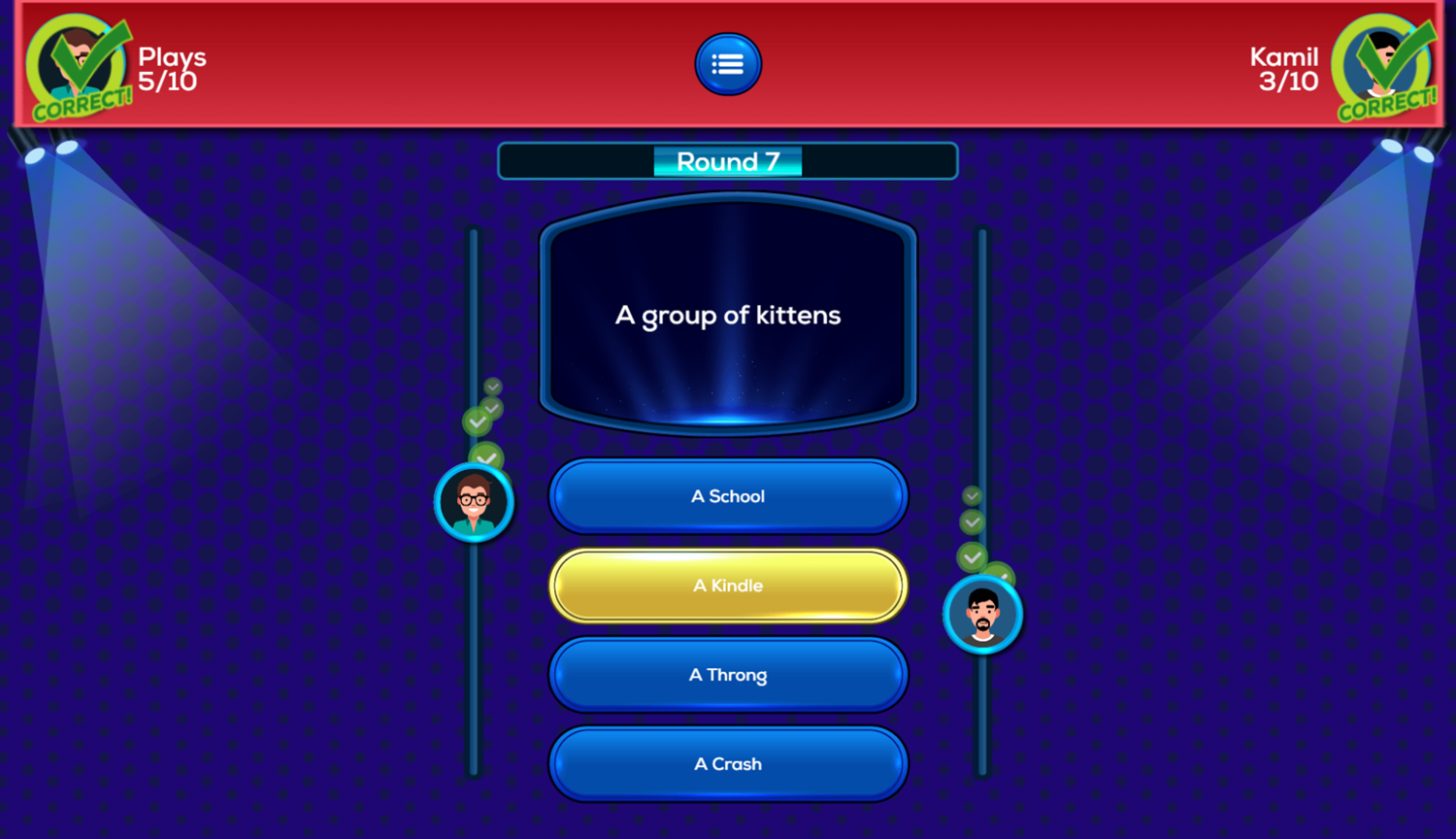 Clash of Trivia Game Play Screenshot.