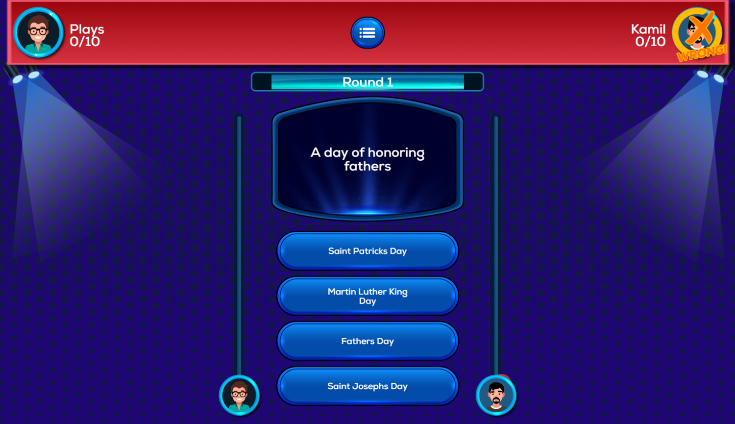 Clash of Trivia Game Start Screenshot.