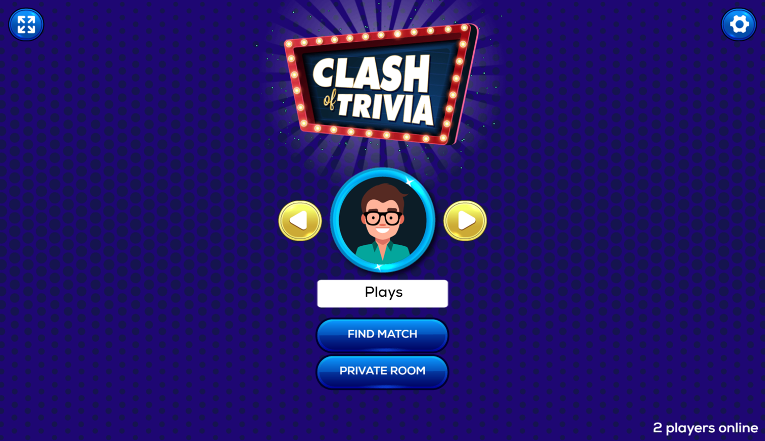 Clash of Trivia Game Welcome Screen Screenshot.