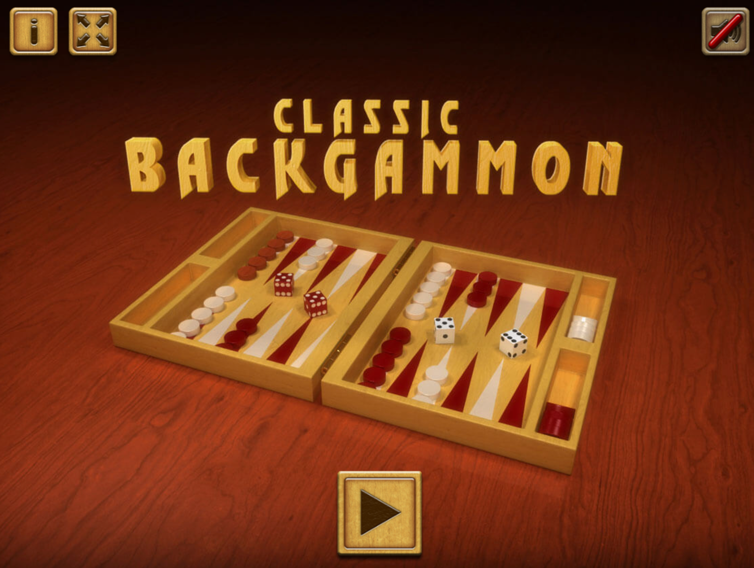 Classic Backgammon Game Welcome Screen Screenshot.