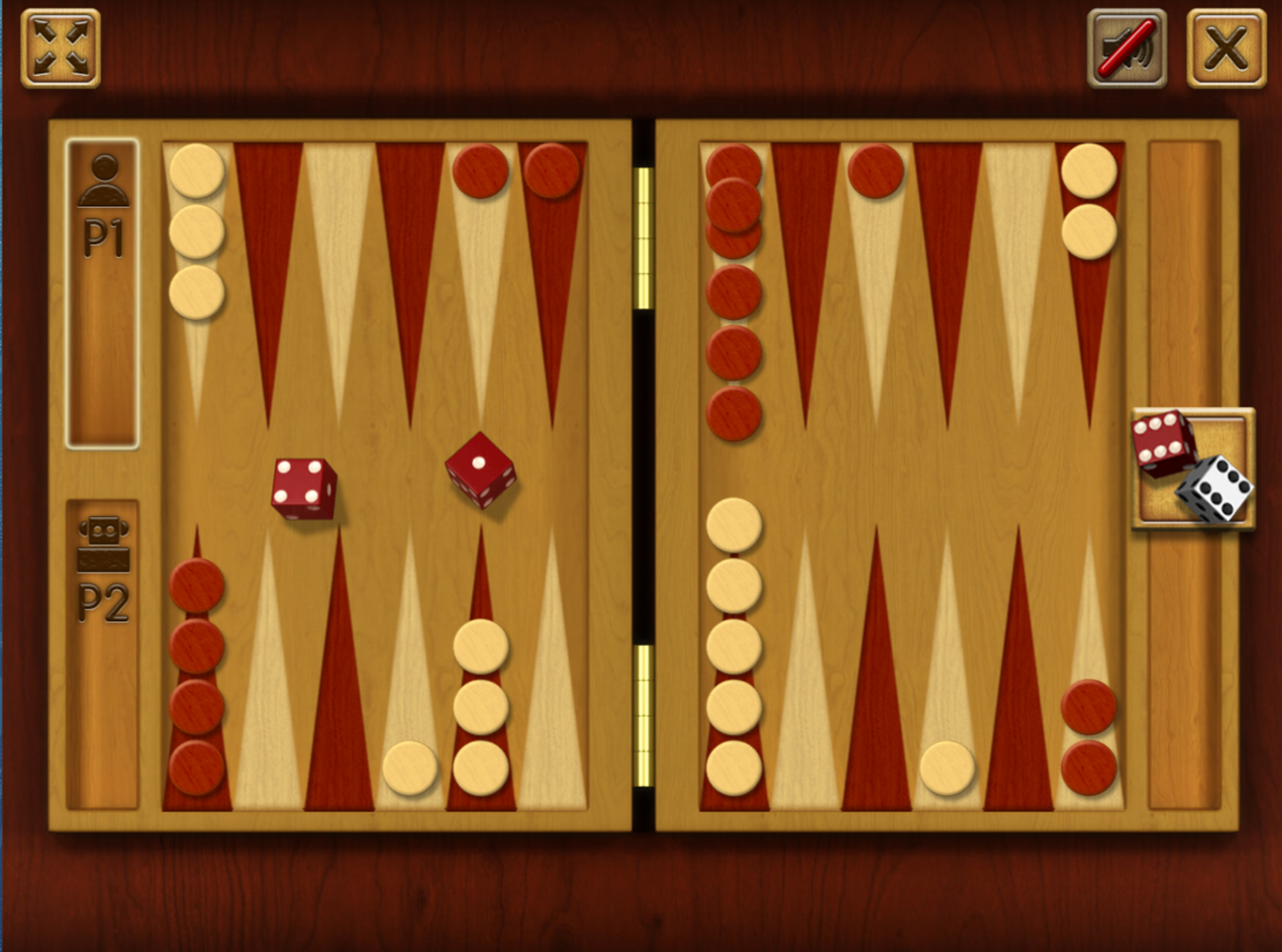 Classic Backgammon Game Play Screenshot.