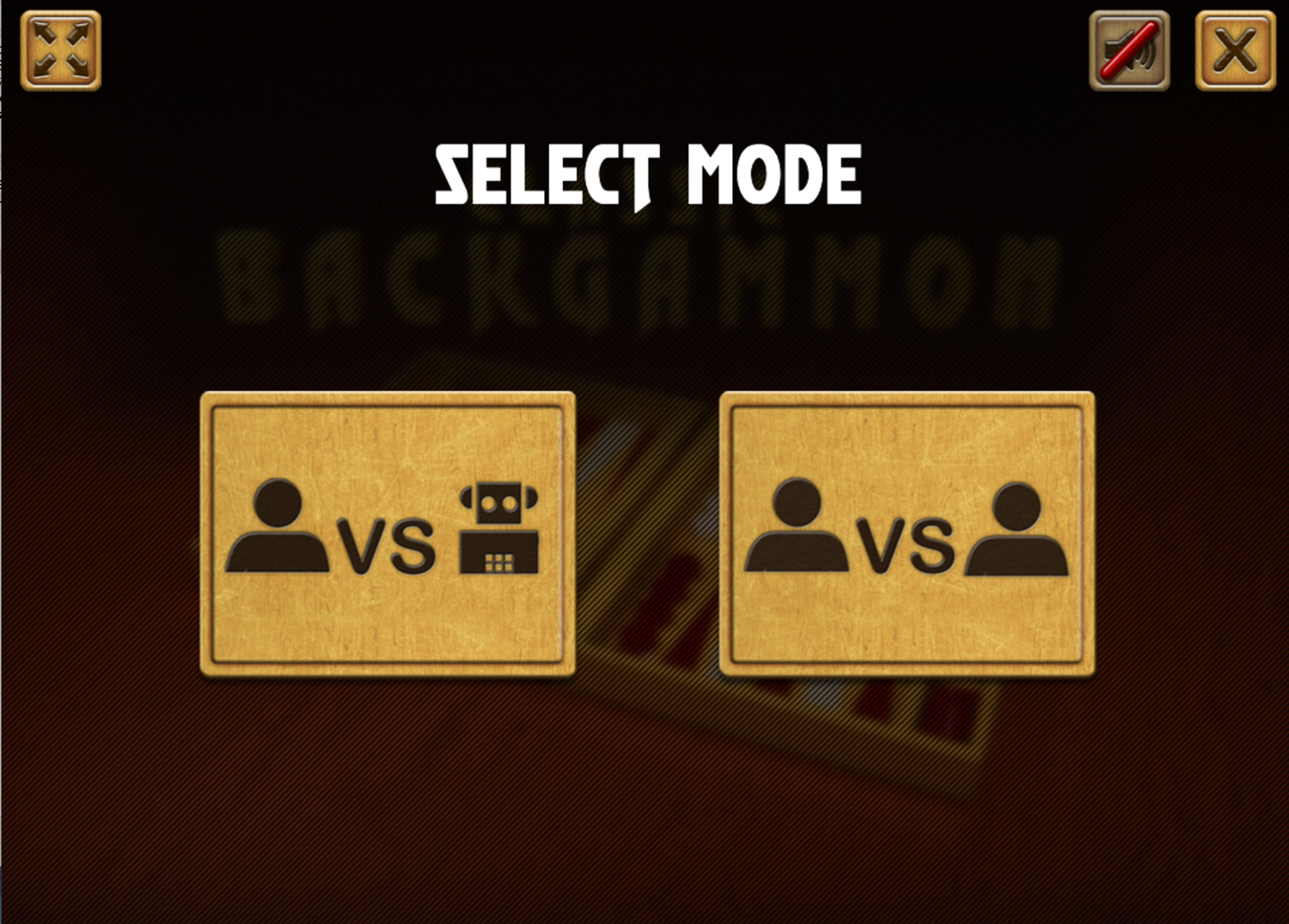 Classic Backgammon Game Select Mode Screenshot.