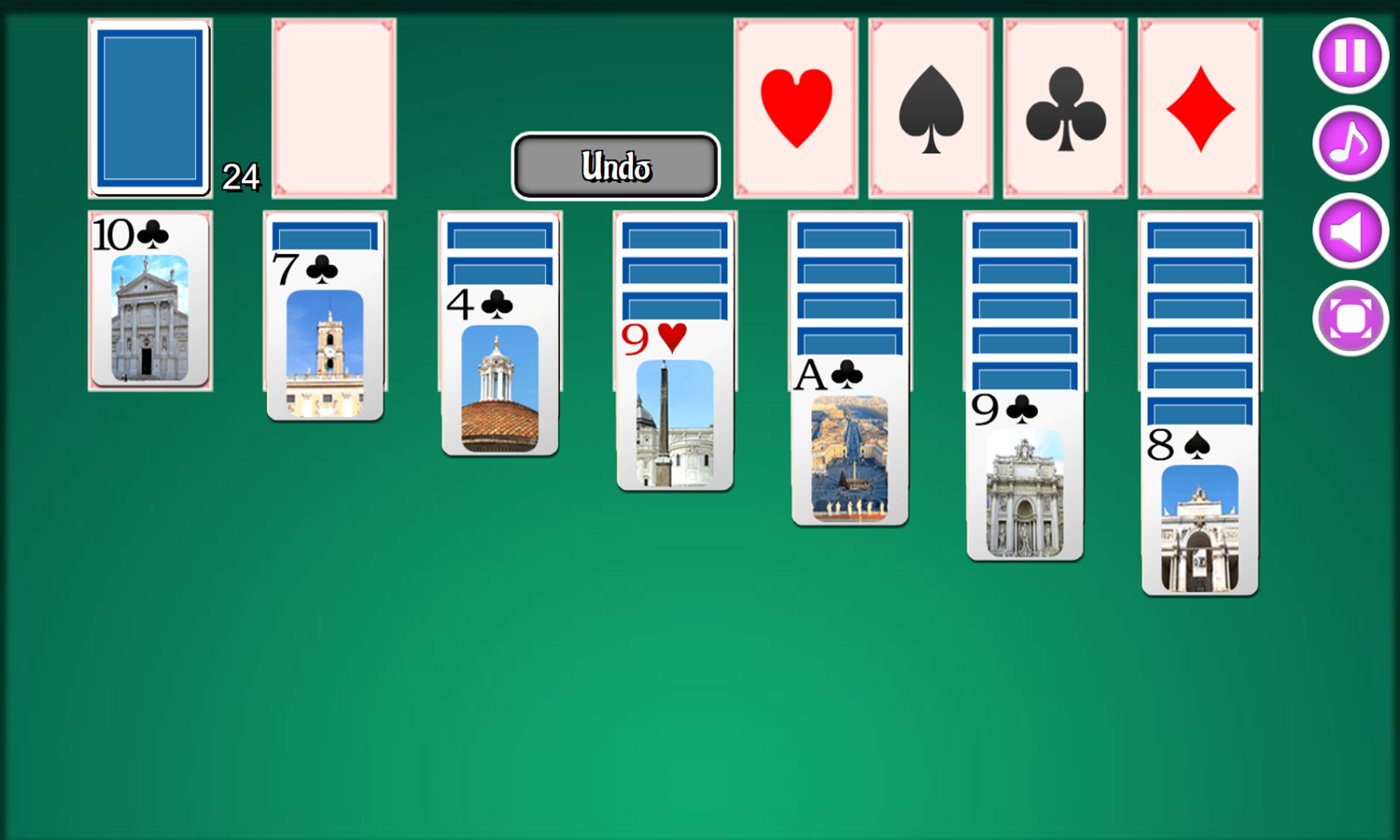 Classic Klondike Game Start Screenshot.