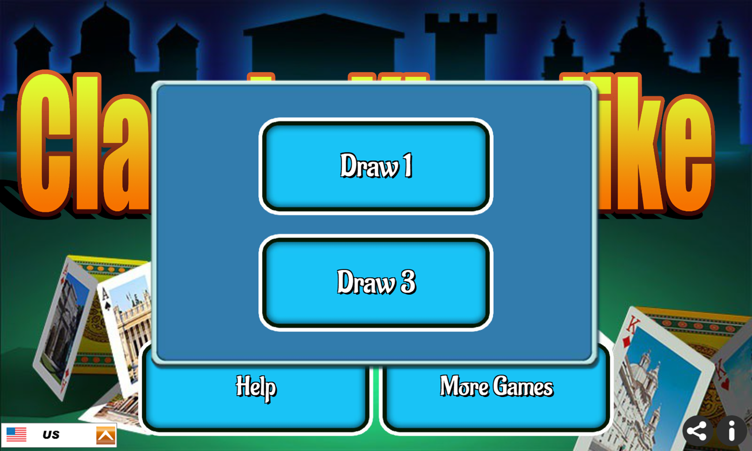 Classic Klondike Game Select Option Screenshot.
