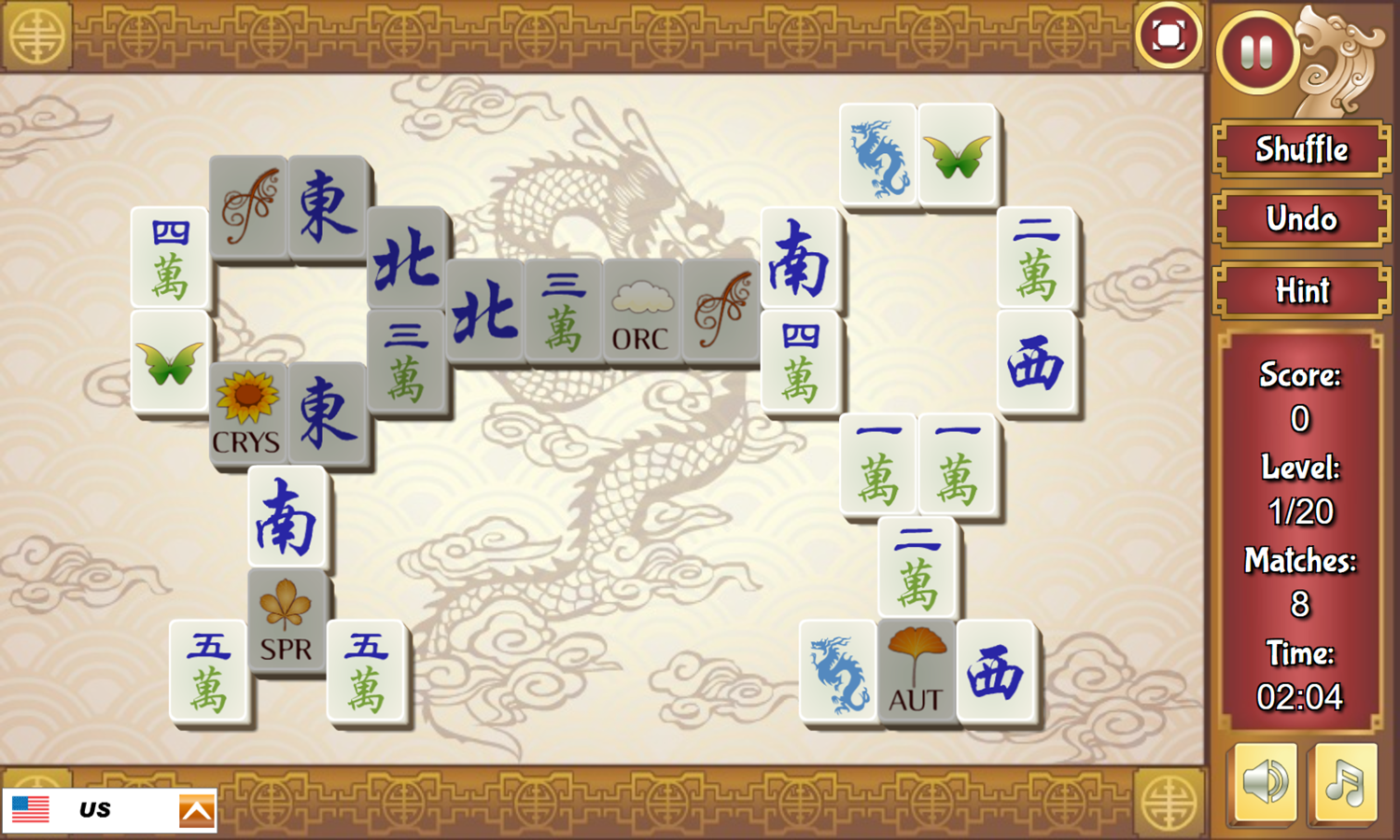 Classic Mahjongg Game Start Screenshot.