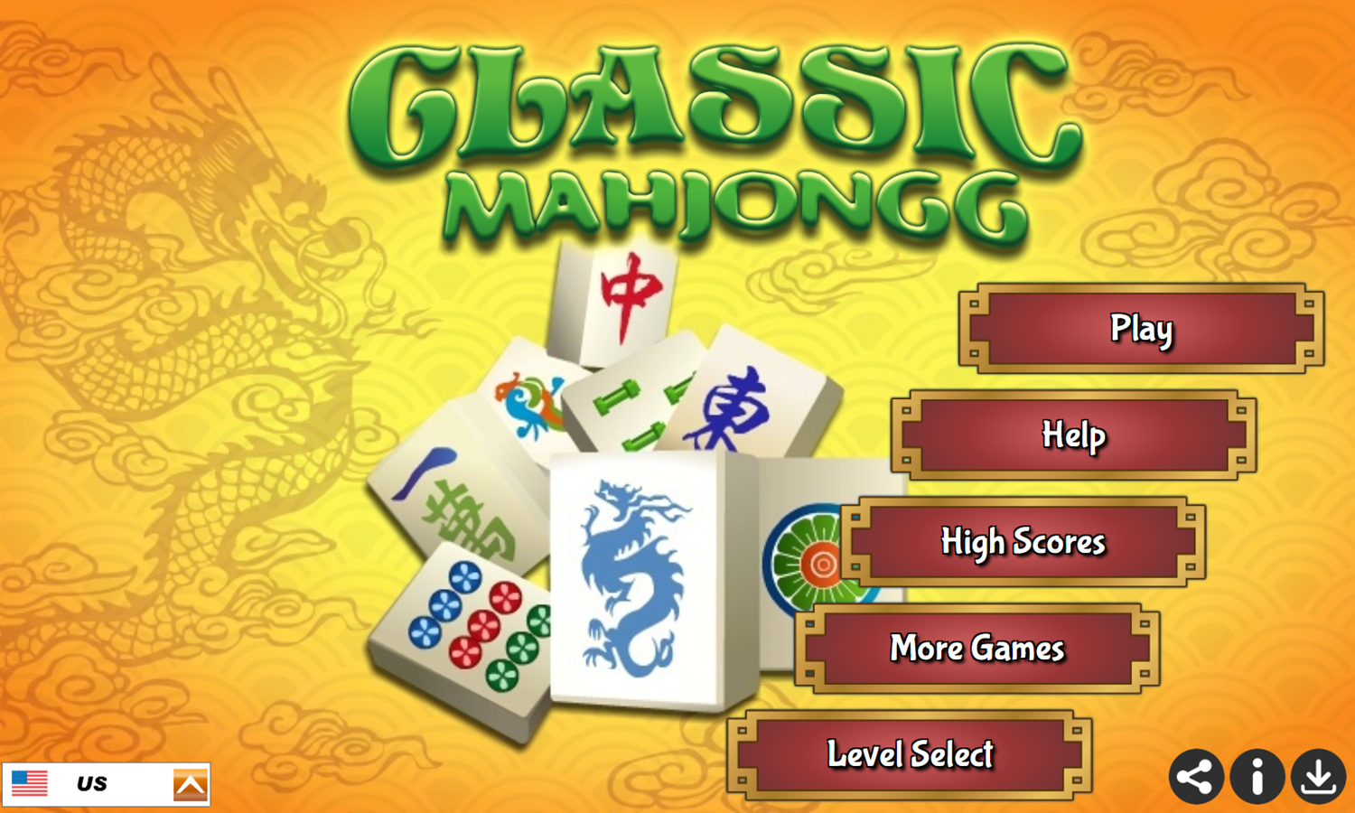 Classic Mahjongg Game Welcome Screen Screenshot.