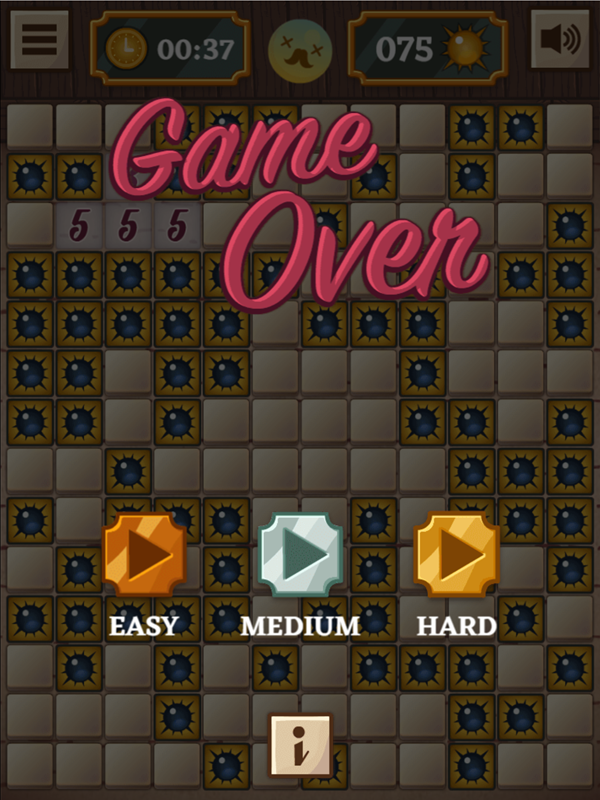 Classic Mine Sweeper Game Hard Mode Lose Screenshot.