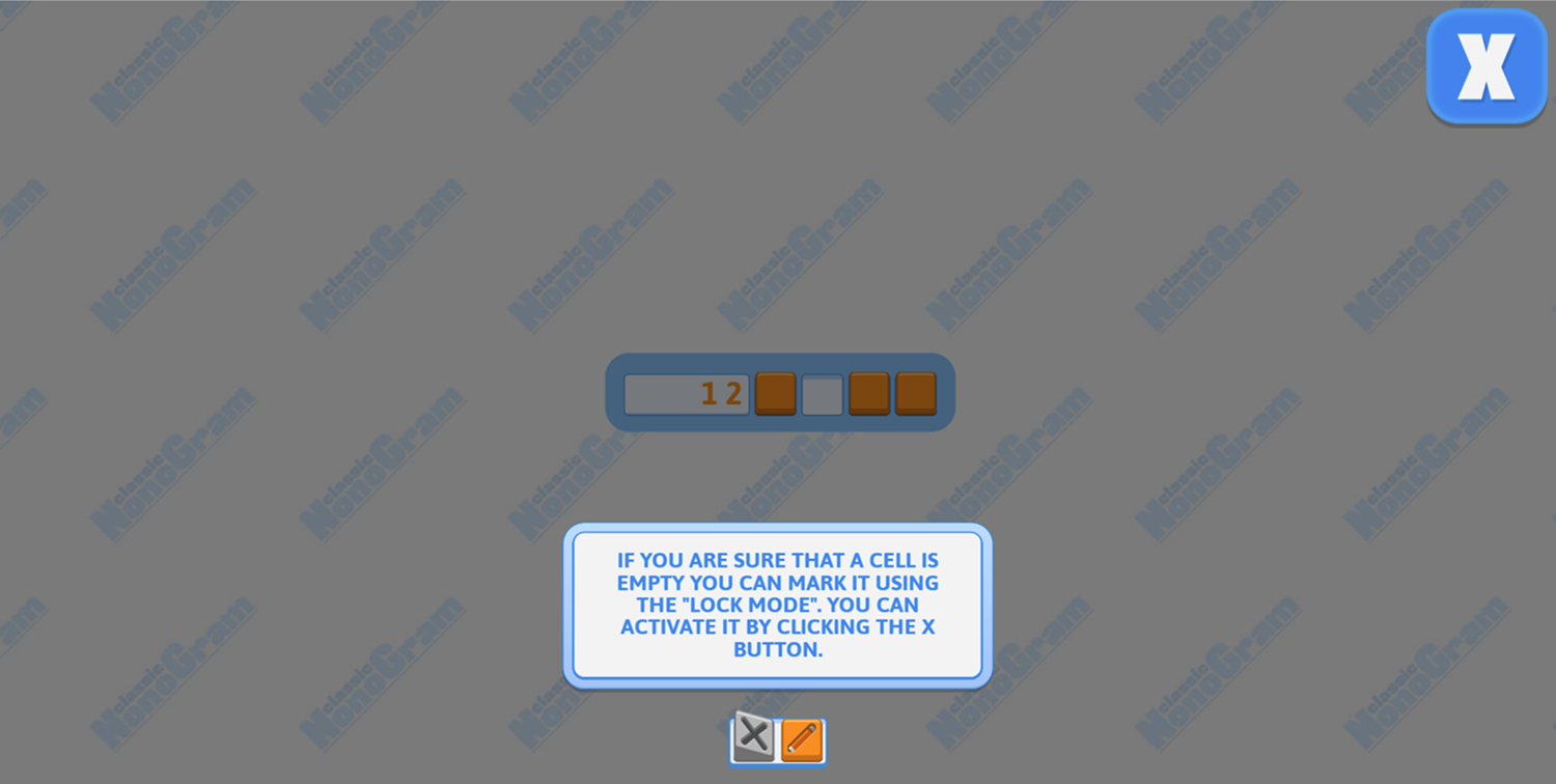 Classic Nonogram Game Empty Instructions Screen Screenshot.