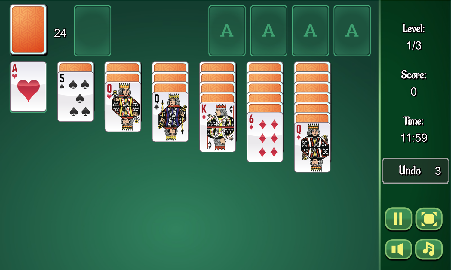 Classic Solitaire Game Deal Screenshot.