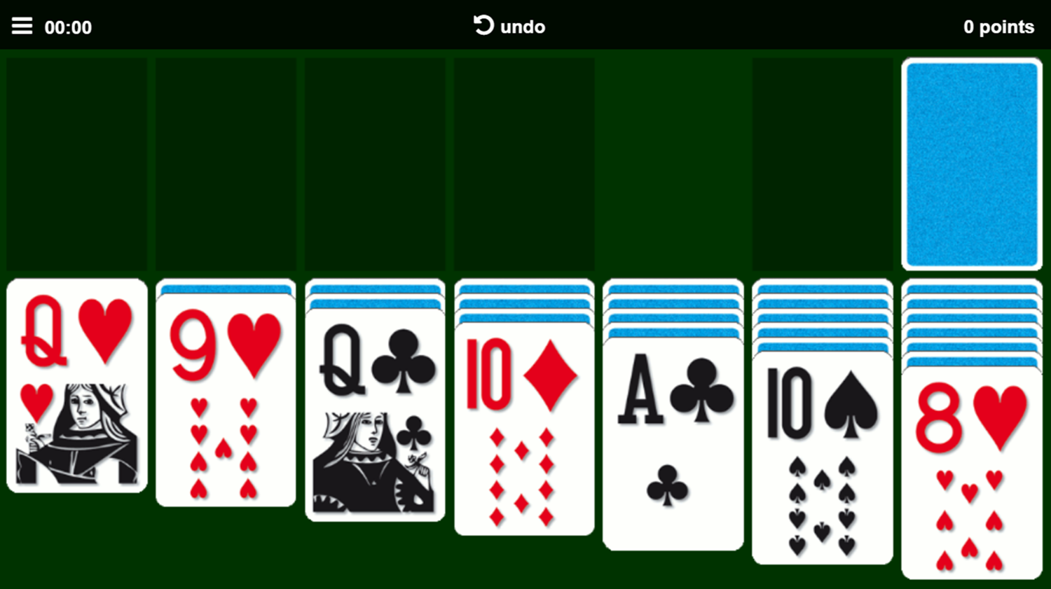 Classic Solitaire Card Game Screenshot.