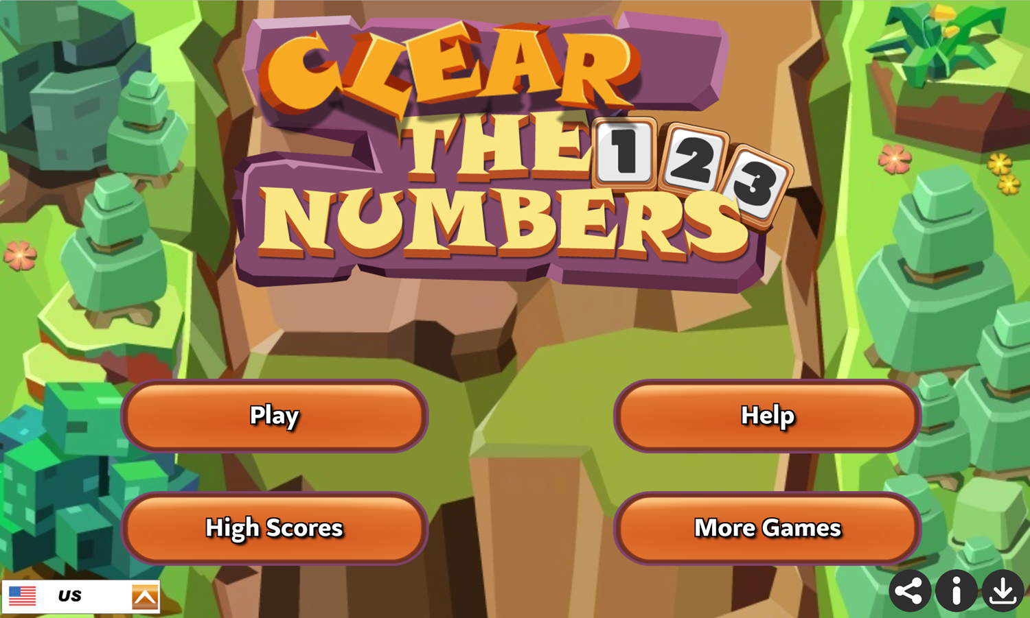 Clear The Numbers Game Welcome Screen Screenshot.