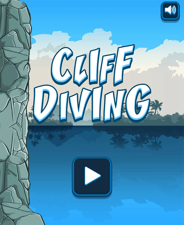 Cliff Diving Game Welcome Screen Screenshot.