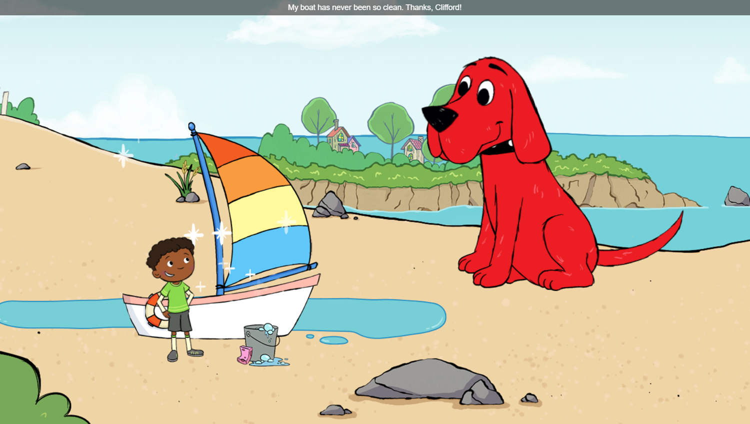Clifford the Big Red Dog: All Around Birdwell Boat Cleaning Complete Screenshot.