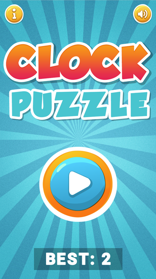 Clock Puzzle Game Welcome Screen Screenshot.