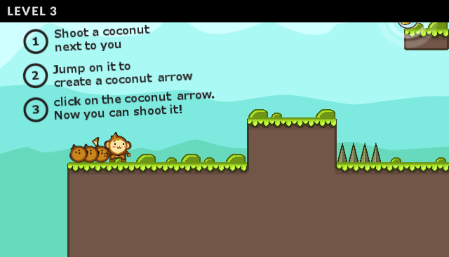 Coco Monkey Game Coconut Arrow Instructions Screen Screenshot.