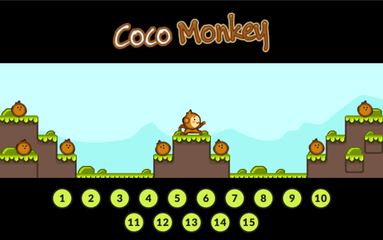 Coco Monkey Game Welcome Screen Screenshot.