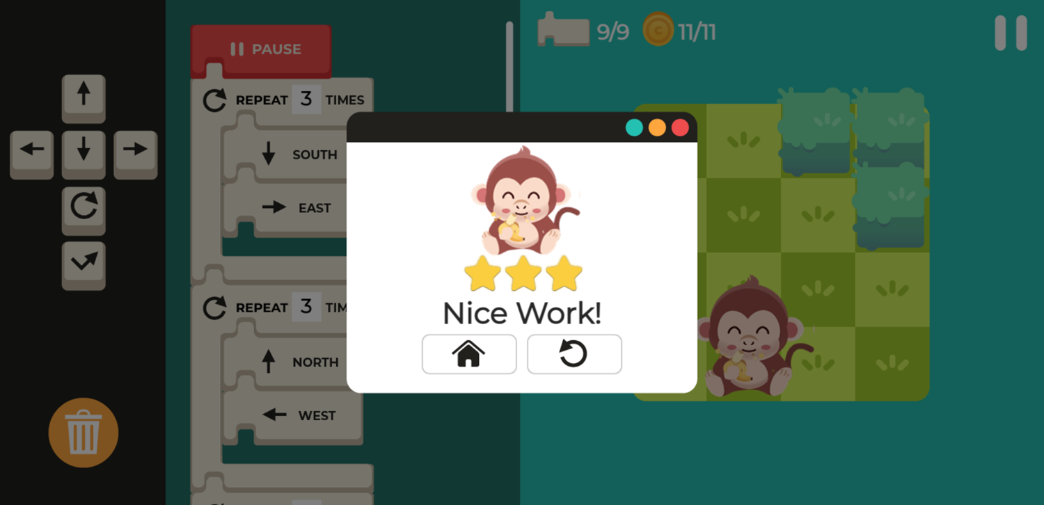 Code Monkey Game Complete Screen Screenshot.