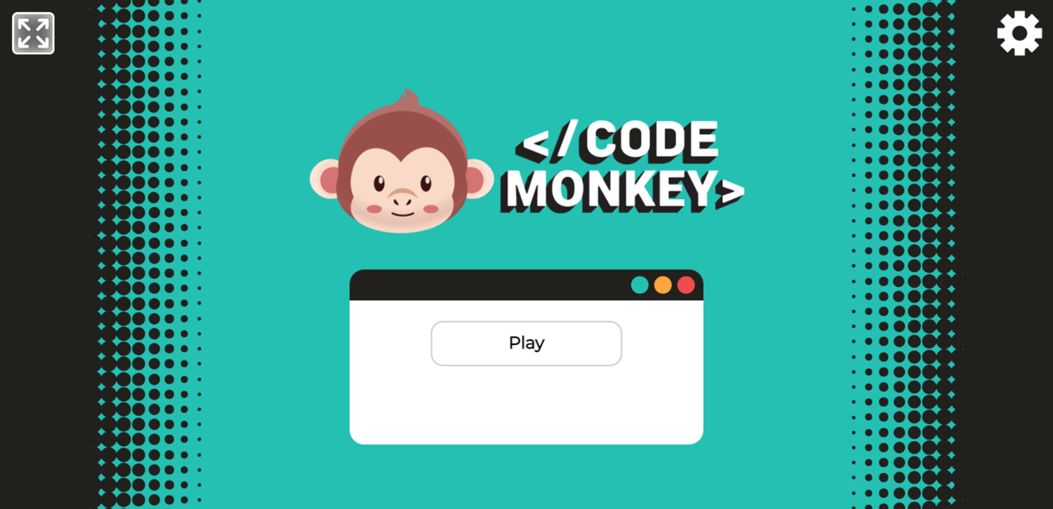 Code Monkey Game Welcome Screen Screenshot.