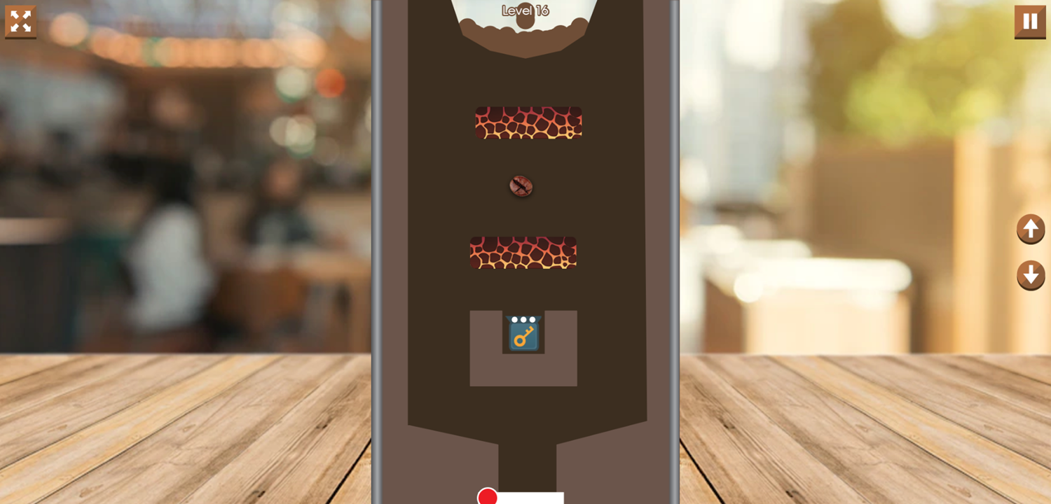 Coffee Drip Game Level With Lava and a Key Screenshot.
