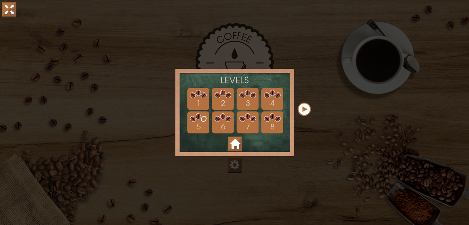 Coffee Drip Game Level Select Screen Screenshot.