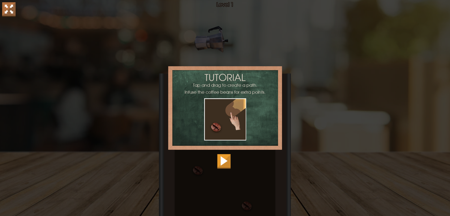 Coffee Drip Game Tutorial Screen Create a Path Info Screenshot.