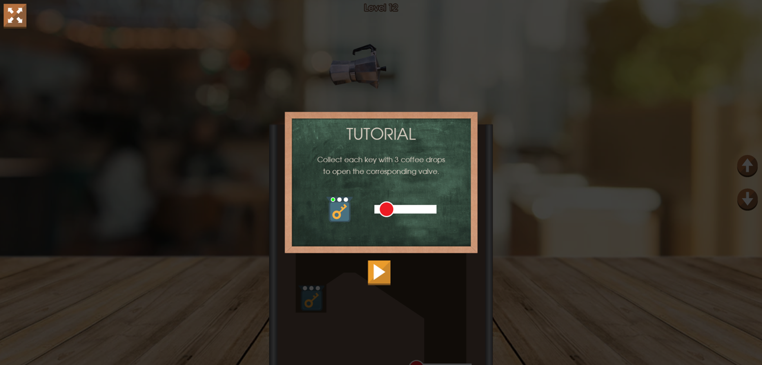 Coffee Drip Game Tutorial Screen Keys Info Screenshot.