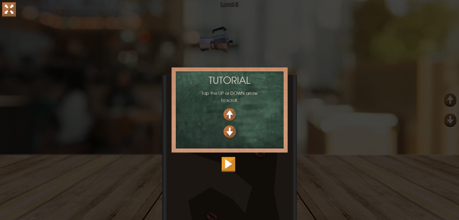 Coffee Drip Game Tutorial Scrolling Info Screen Screenshot.